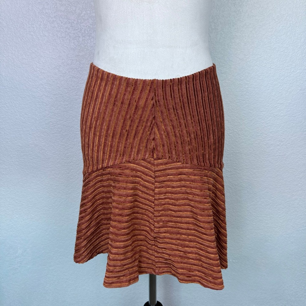 Free People Rust Ribbed Corduroy‎ Textured Camden Ruffle Hem Mini Skirt Size XS